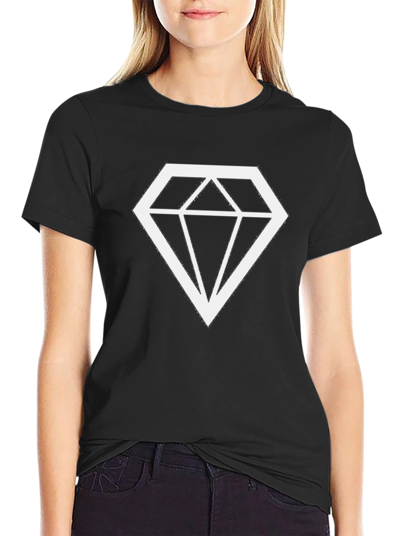 Diamond Graphic Print Black T-Shirt