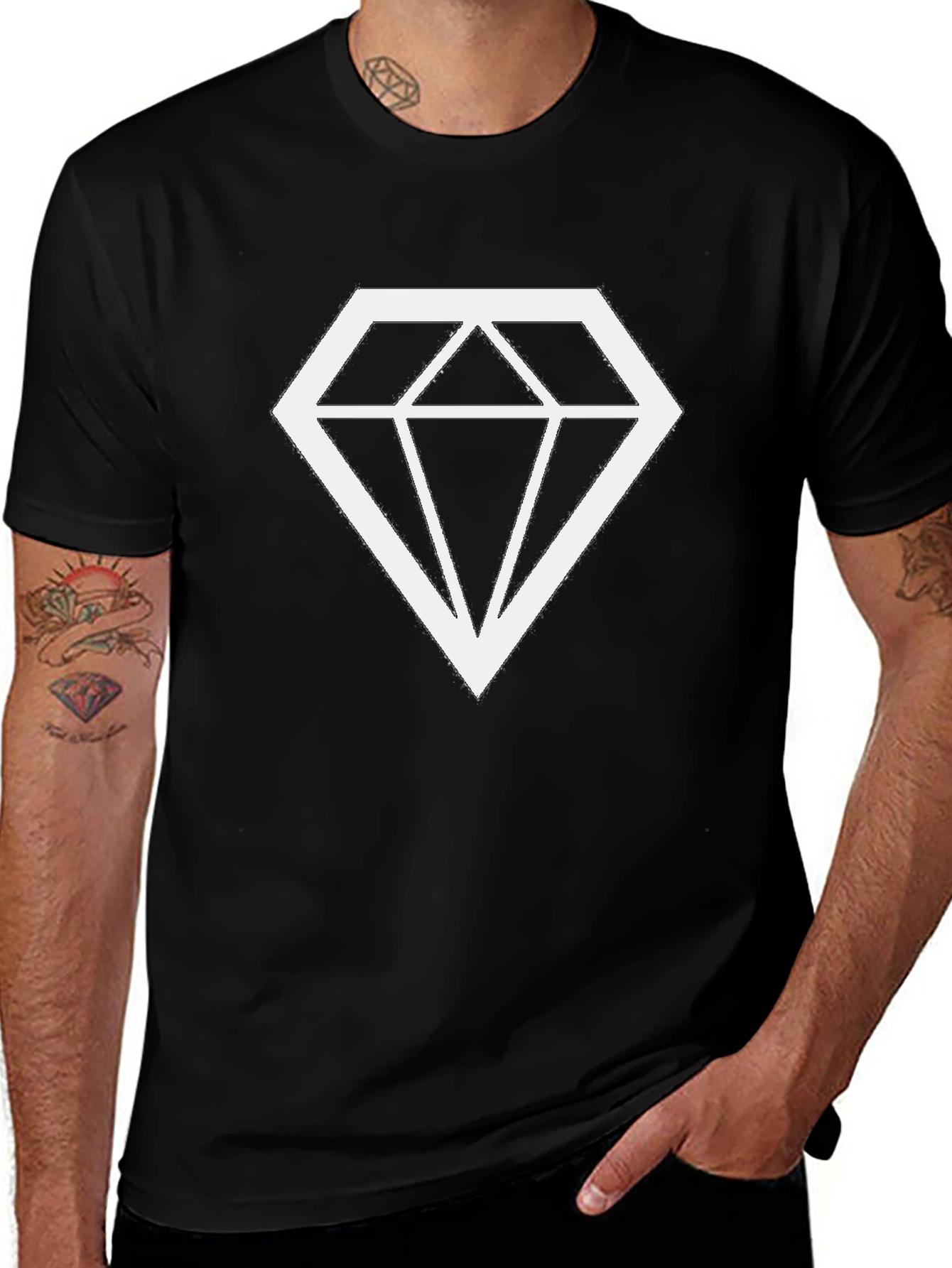 Diamond Graphic Print Black T-Shirt