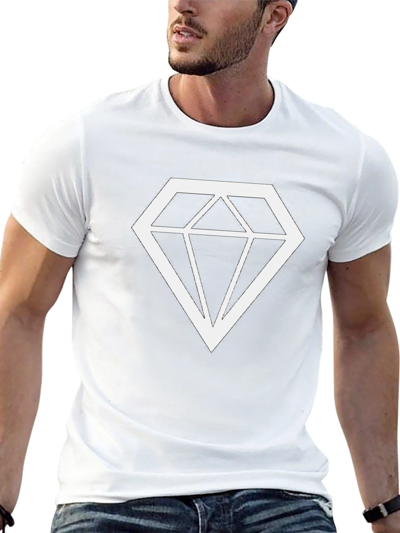 Diamond Graphic Print Black T-Shirt