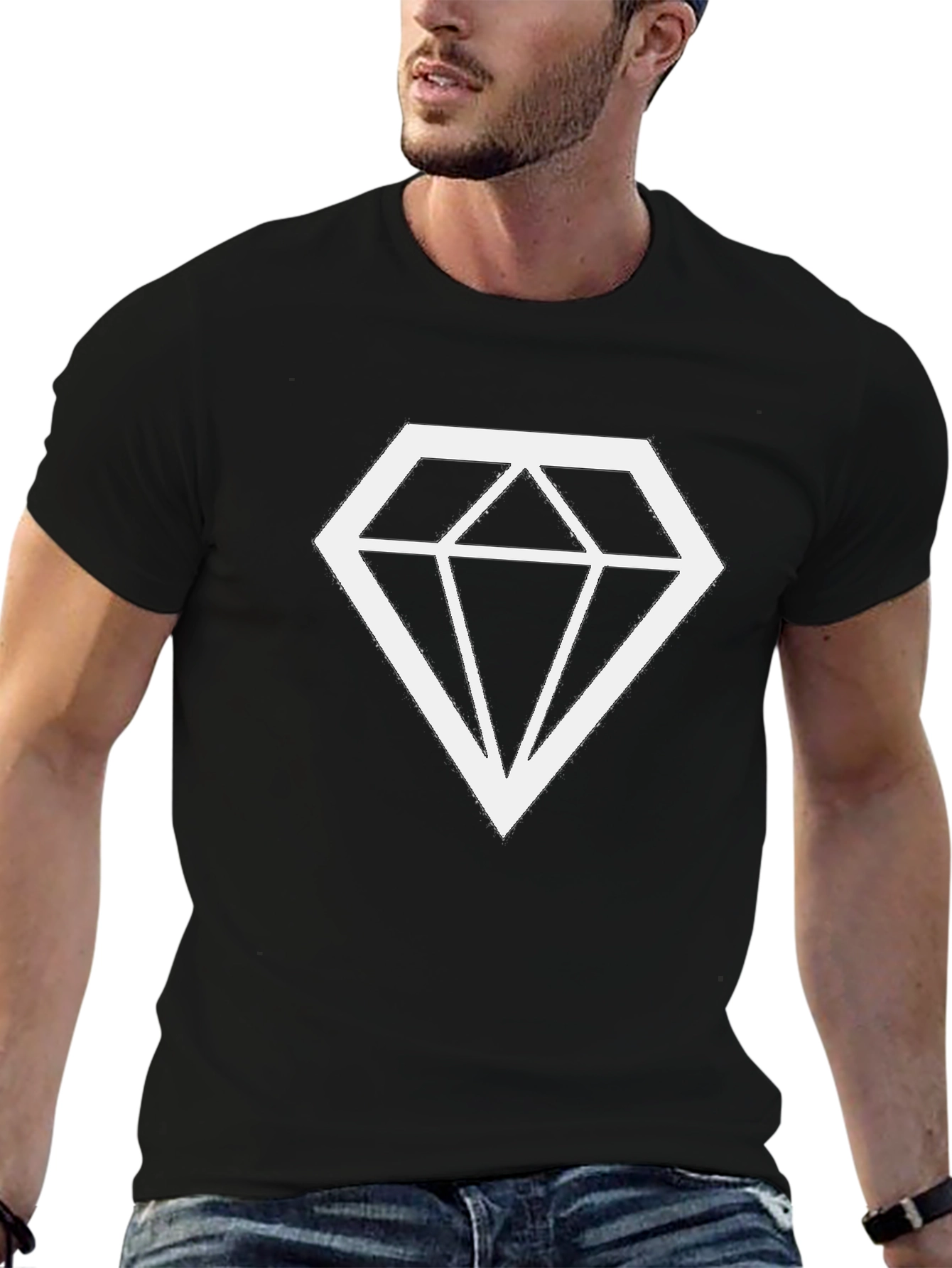 Diamond Graphic Print Black T-Shirt