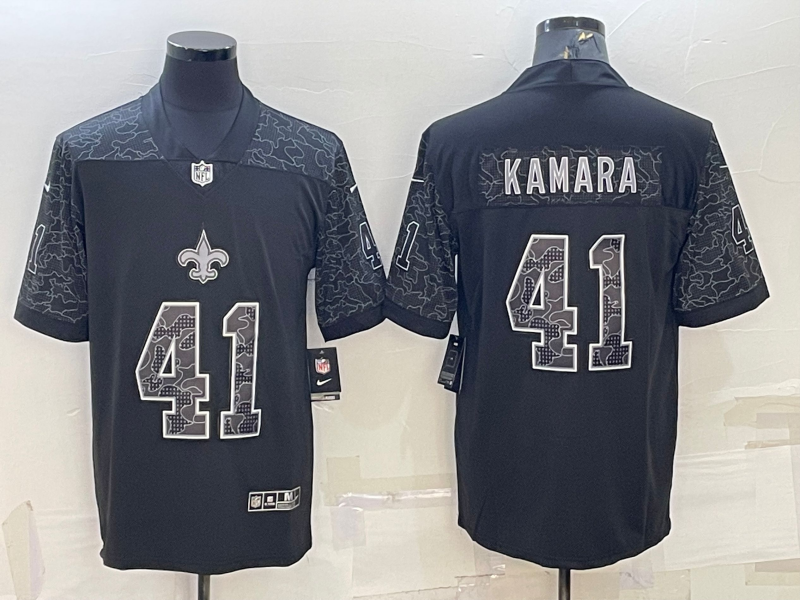 Men's New Orleans Saints Alvin Kamara #41 Black RFLCTV Limited Jerseys