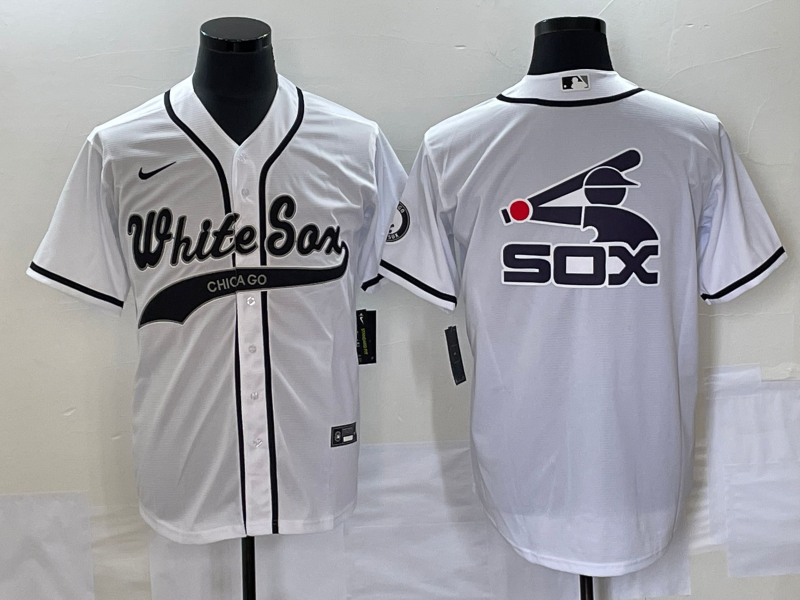 Men's Chicago White Sox White Replica Player Jerseys Joint Edition