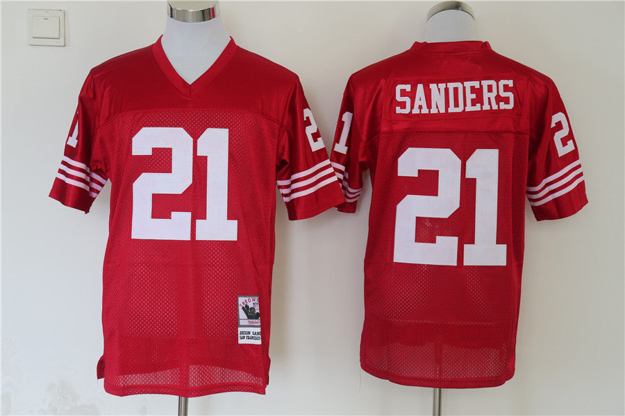 Men's San Francisco 49ers Deion Sanders Mitchell & Ness Scarlet Legacy Replica Player Jerseys