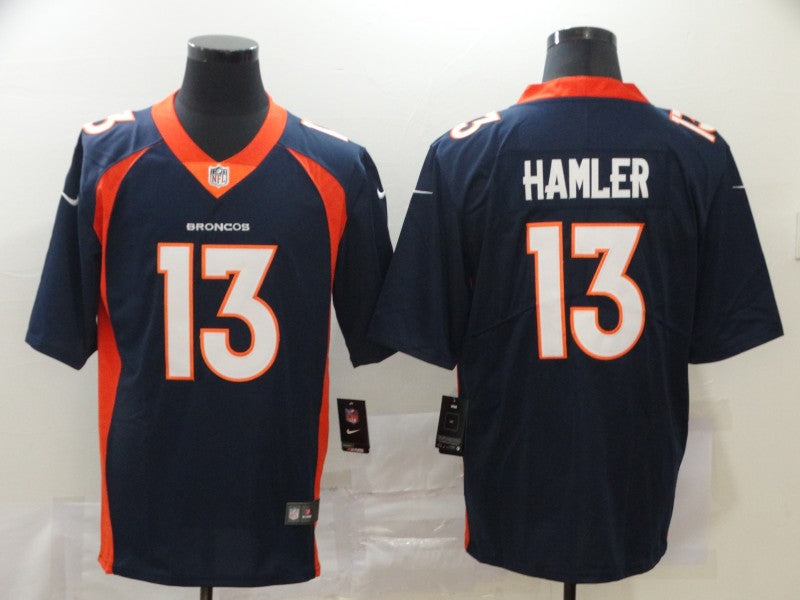 Men's Denver Broncos KJ Hamler #13 Navy Game Jerseys