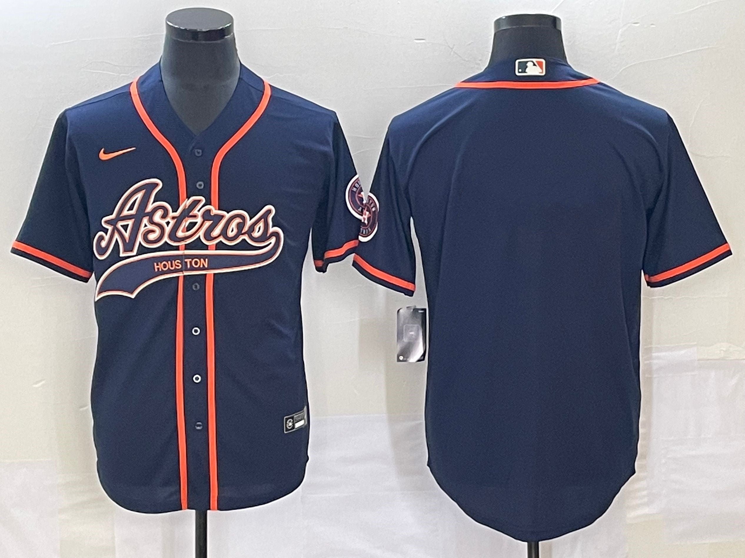 Men's Houston Astros Navy Replica Blank Jerseys Joint Edition