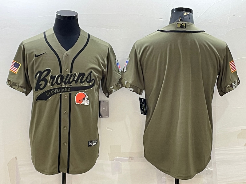 Men's Cleveland Browns Olive 2021 Salute To Service Limited Player Blank Jerseys