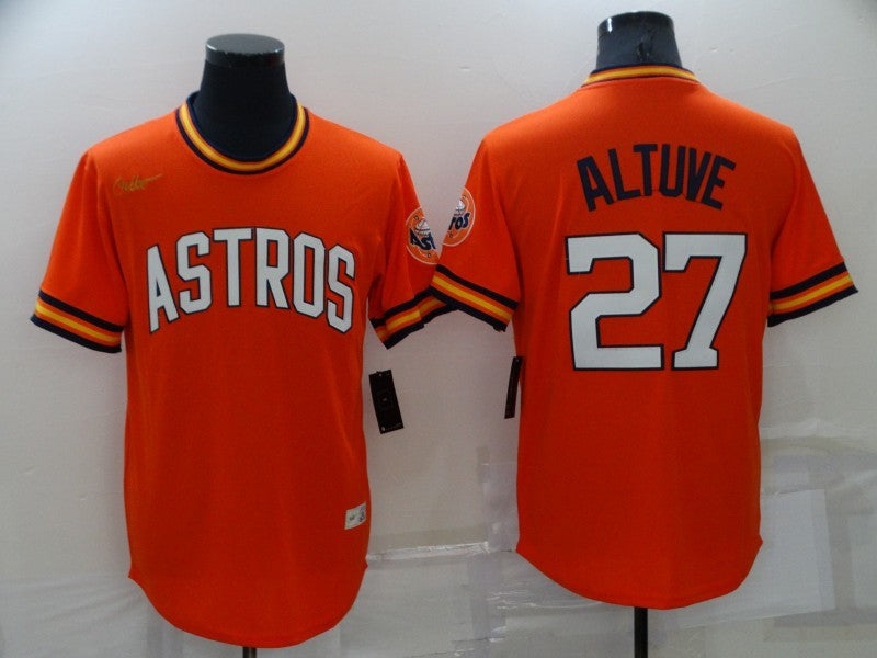 Men's Houston Astros Jose Altuve #27 Orange Cooperstown Collection Team Jerseys