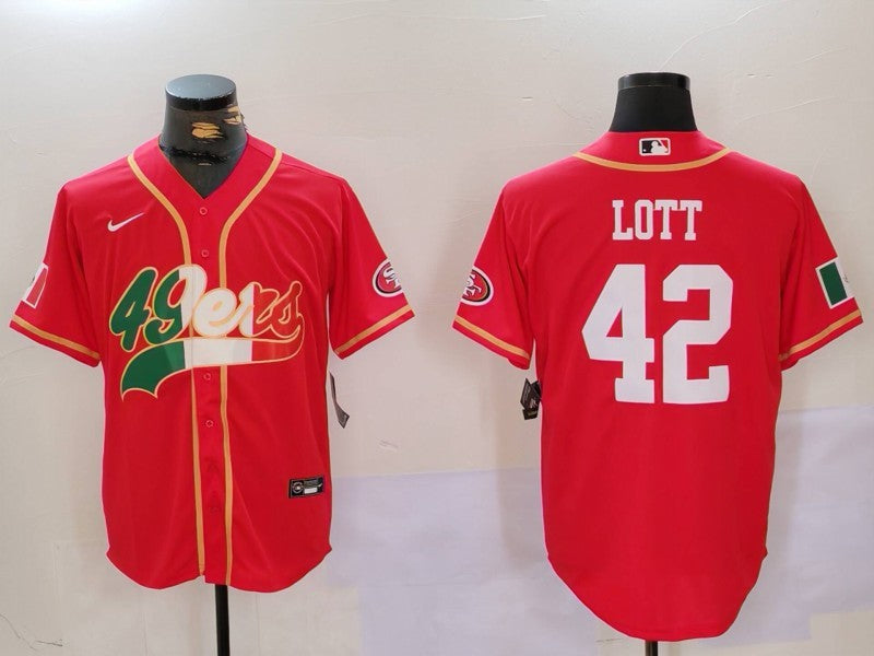 Men's San Francisco 49ers Ronnie Lott #42 Scarlet Game Jerseys