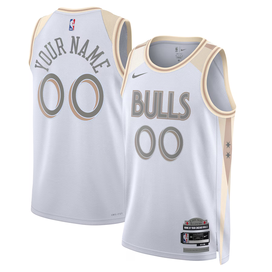 Men's Chicago Bulls White 2024/25 Custom Swingman Jerseys - City Edition