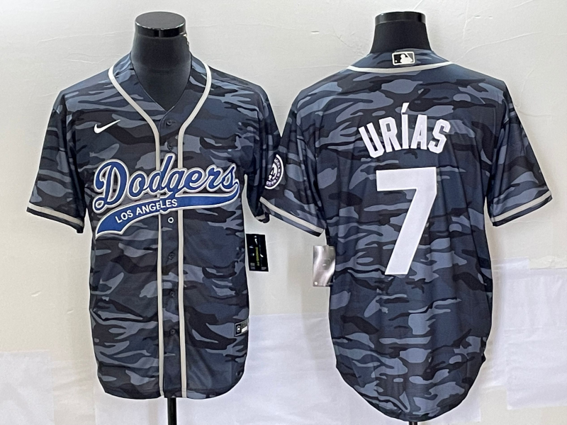 Men's Los Angeles Dodgers Julio Urias #7 Grey Camouflage Player Jerseys Joint Edition