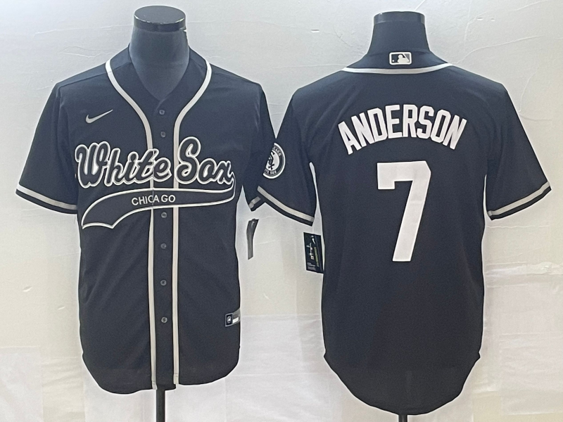 Men's Chicago White Sox Tim Anderson #7 Black Replica Player Jerseys Joint Edition