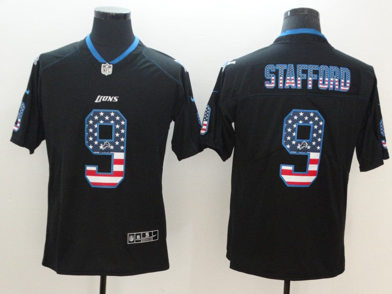 Men's Detroit Lions Matthew Stafford #9 Black Player Game Jerseys