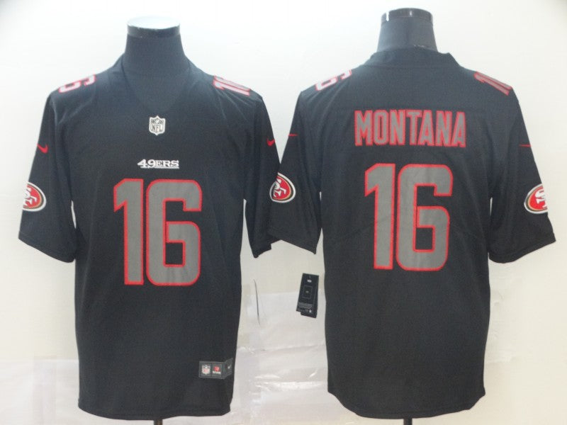 Men's San Francisco 49ers Joe Montana #16 Black Team Game Jerseys