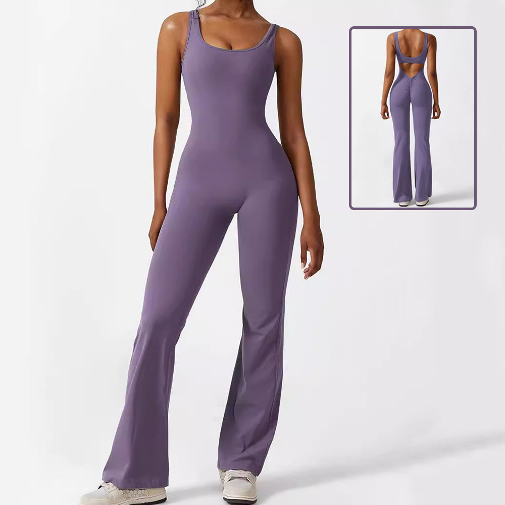 Fashionable Pants Women Sleeveless Flare Jumpsuits Fitness