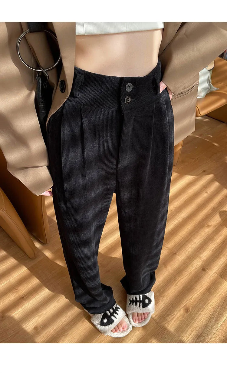 Stylish Pants Chenille Fleece Wide-leg Pants Women
