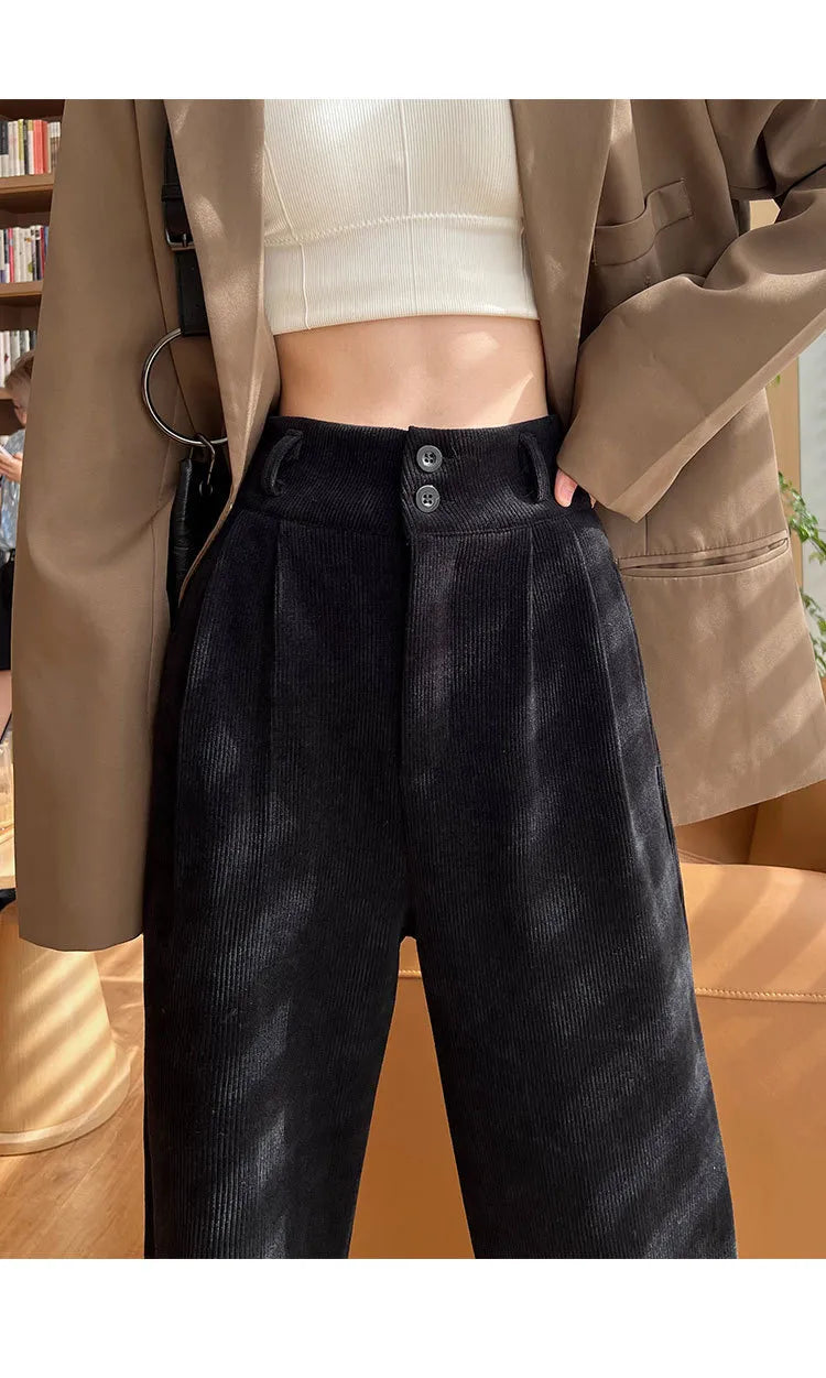 Stylish Pants Chenille Fleece Wide-leg Pants Women