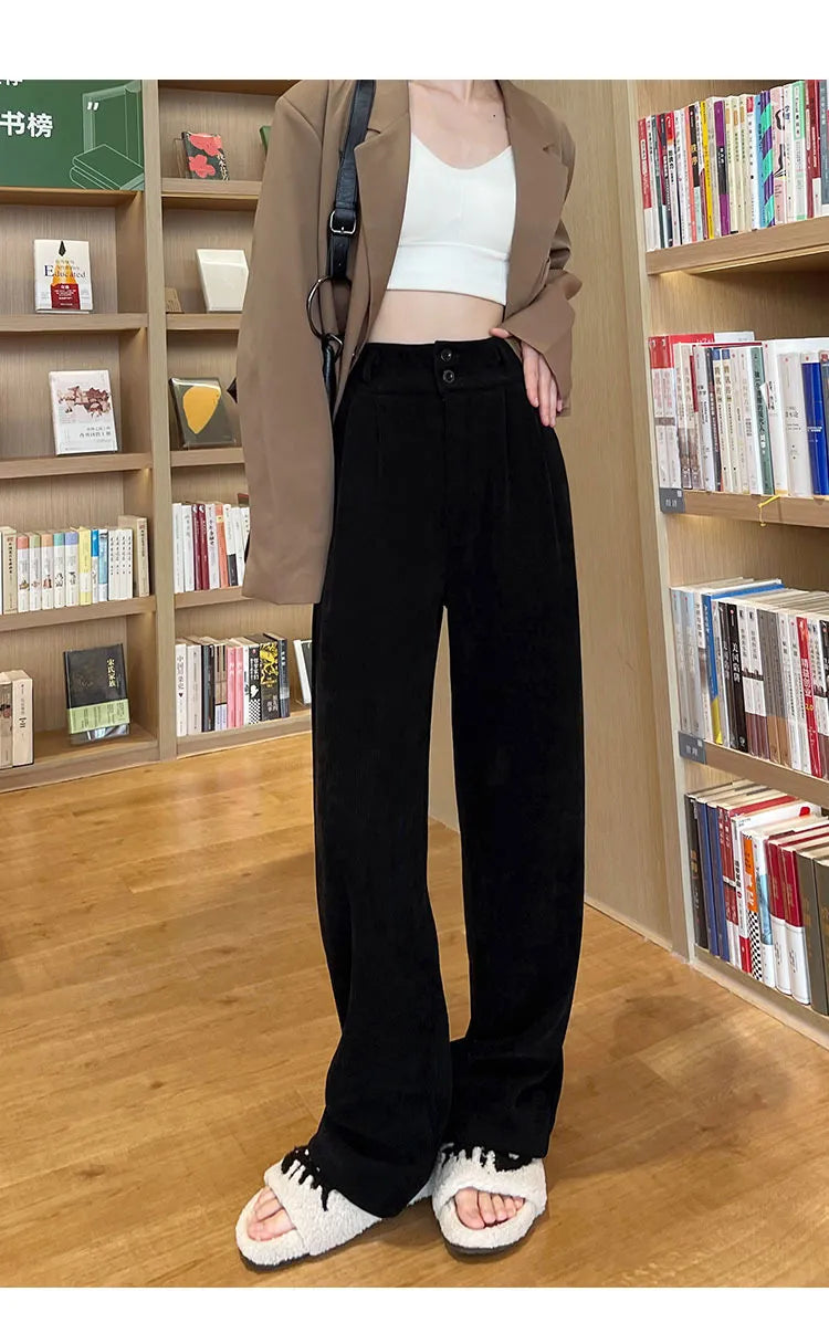 Stylish Pants Chenille Fleece Wide-leg Pants Women