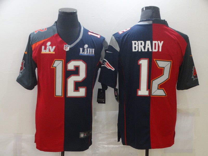 Men's New England Patriots Tom Brady #12 Red/Navy Game Jerseys