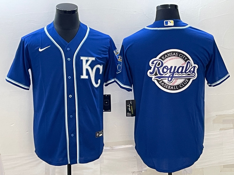 Men's Kansas City Royals Blue Alternate Replica Team Logo Jerseys