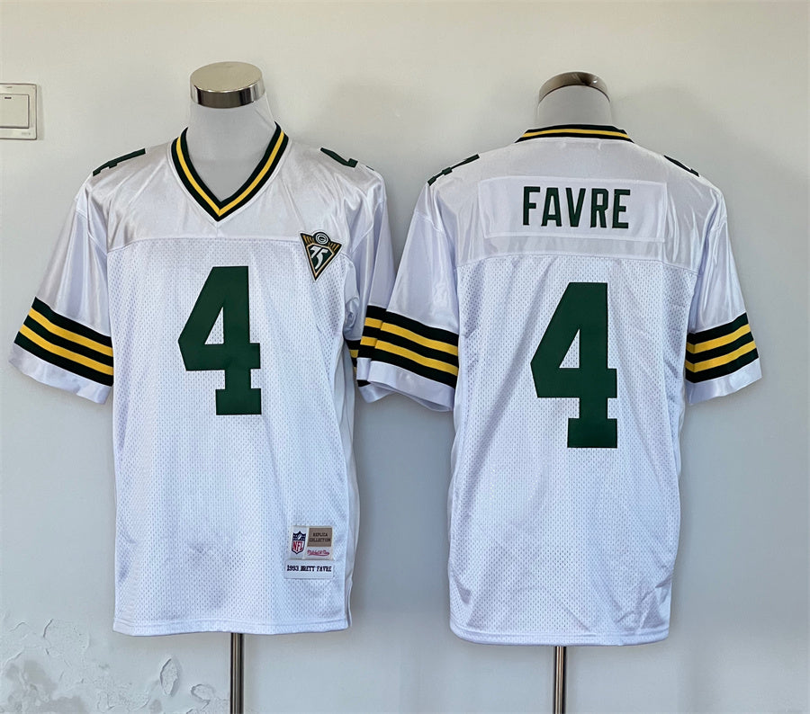Men's Green Bay Packers Brett Favre Mitchell & Ness White Legacy Replica Player Jerseys