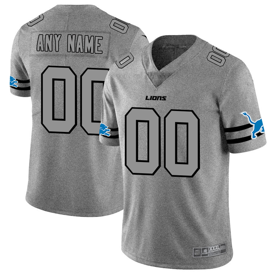 Custom1 Detroit Lions 2019 Gray Gridiron Gray Vapor Untouchable Limited Jerseys Stitched American Football Jerseys