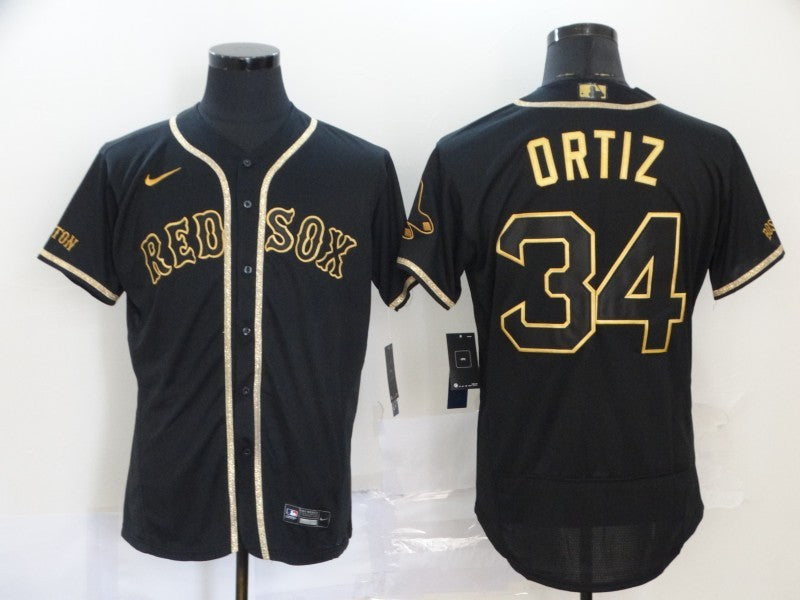 Men's Boston Red Sox David Ortiz #34 Black Replica Player Jerseys