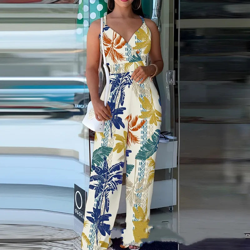 Stylish Apparel Printing Gallus Siamese Trousers Women