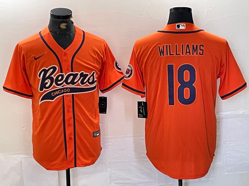 Men's Chicago Bears Caleb Williams #18 Orange Game Jerseys