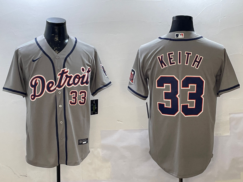 Men's Detroit Tigers Colt Keith #33 Gray Road Limited Player Jerseys