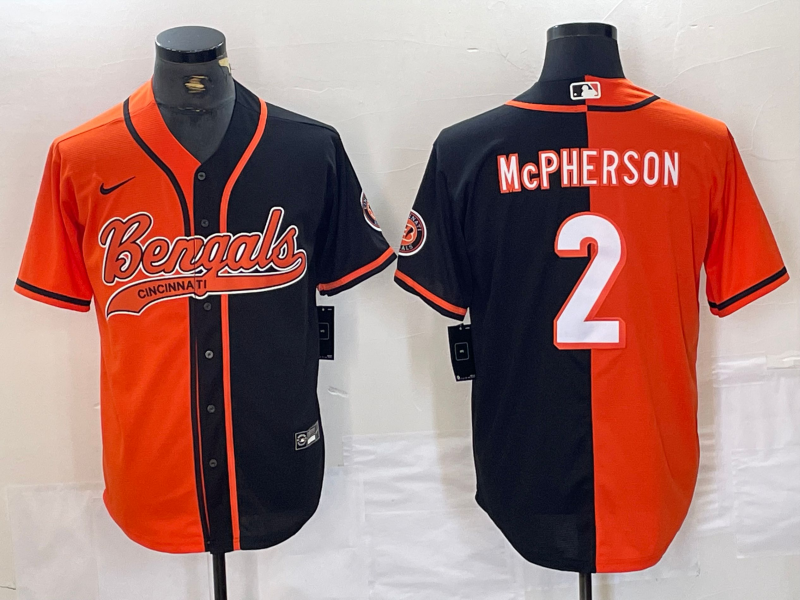 Men's Cincinnati Bengals Evan McPherson #2 Orange/Black Game Player Jerseys Joint Edition