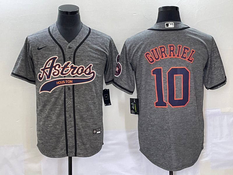 Men's Houston Astros Yuli Gurriel #10 Gray Replica Team Jerseys Joint Edition