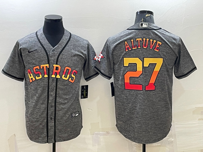 Men's Houston Astros Jose Altuve #27 Gray Replica Player Jerseys