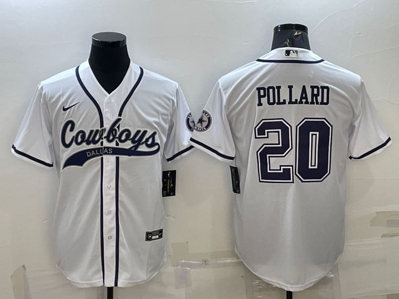 Men's Dallas Cowboys Tony Pollard #20 White Game Jerseys Joint Edition