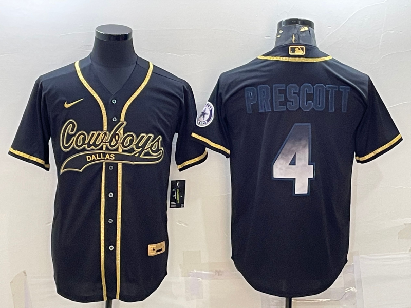 Men's Dallas Cowboys Dak Prescott #4 Black Game Jerseys Joint Edition