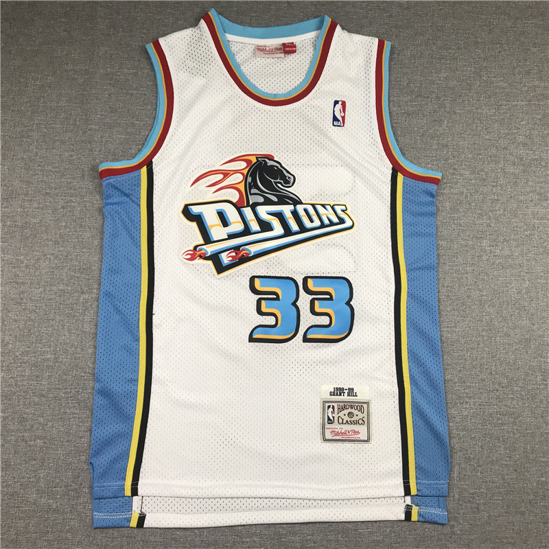 Men's Detroit Pistons Grant Hill 1998-99 White Hardwood Classics Swingman Jerseys