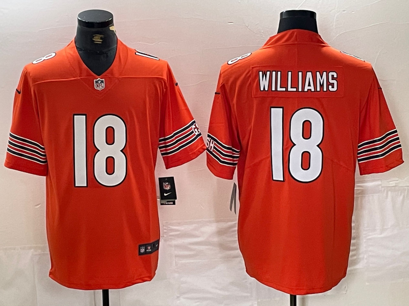 Men's Chicago Bears Caleb Williams #18 Orange Alternate 2024 NFL Draft Game Jerseys