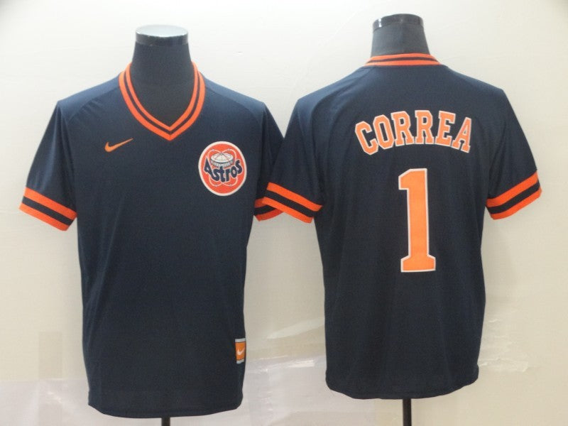 Men's Houston Astros Carlos Correa #1 Navy Authentic Game Jerseys