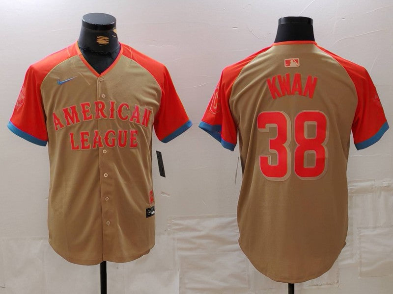 Men's American League Steven Kwan #38 Cream 2024 MLB All-Star Game Limited Player Jerseys