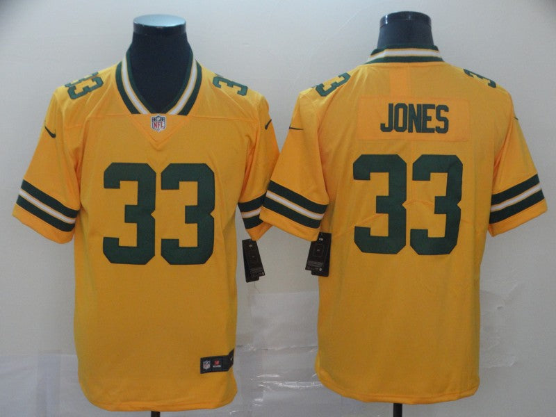 Men's Green Bay Packers Aaron Jones #33 Yellow Inverted Legend Jerseys