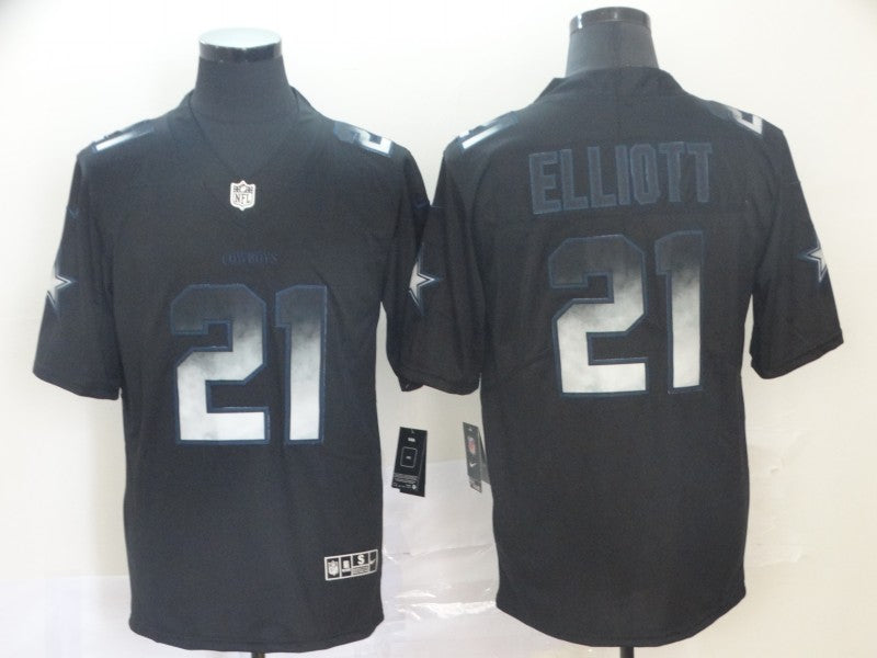 Men's Dallas Cowboys #21 Ezekiel Elliott Black Authentic Game Player Jerseys