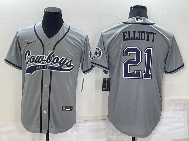 Men's Dallas Cowboys Ezekiel Elliott #21 Gray Game Jerseys Joint Edition