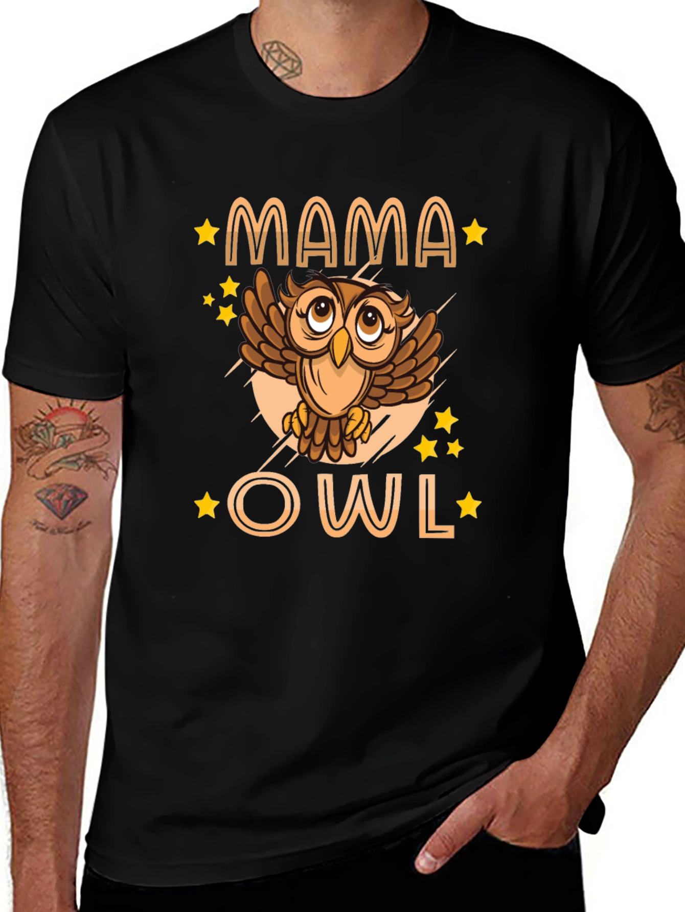 Mama Owl Graphic Tee - Black T-Shirt