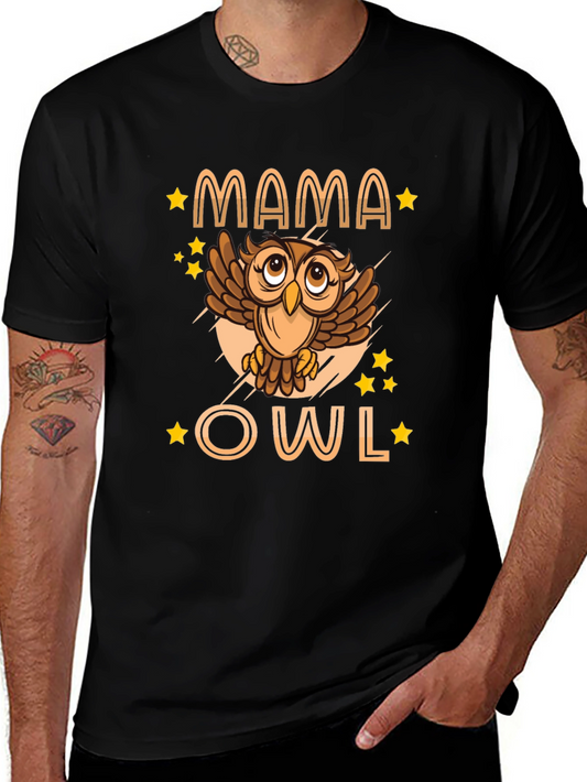 Mama Owl Graphic Tee - Black T-Shirt
