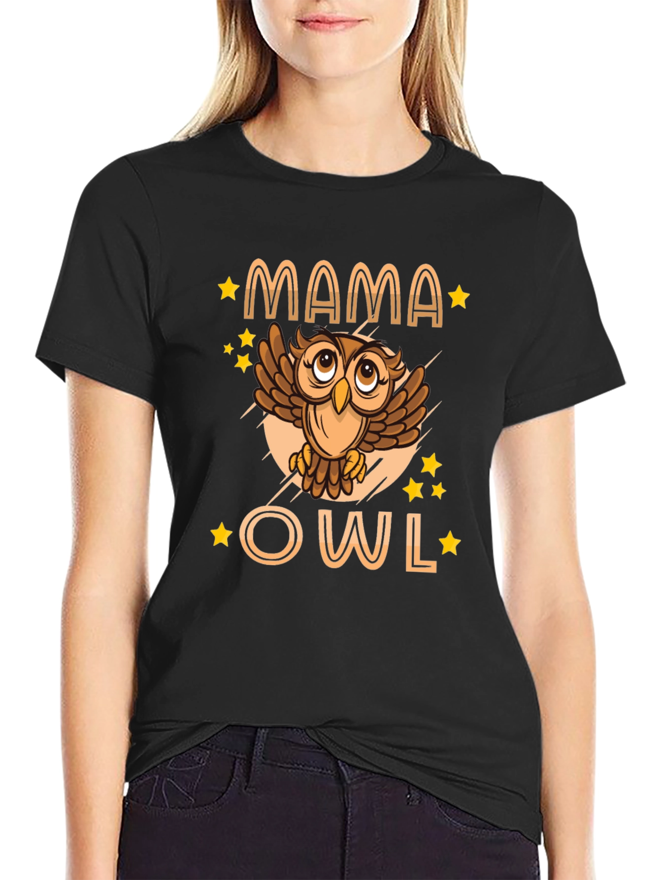 Mama Owl Graphic Tee - Black T-Shirt