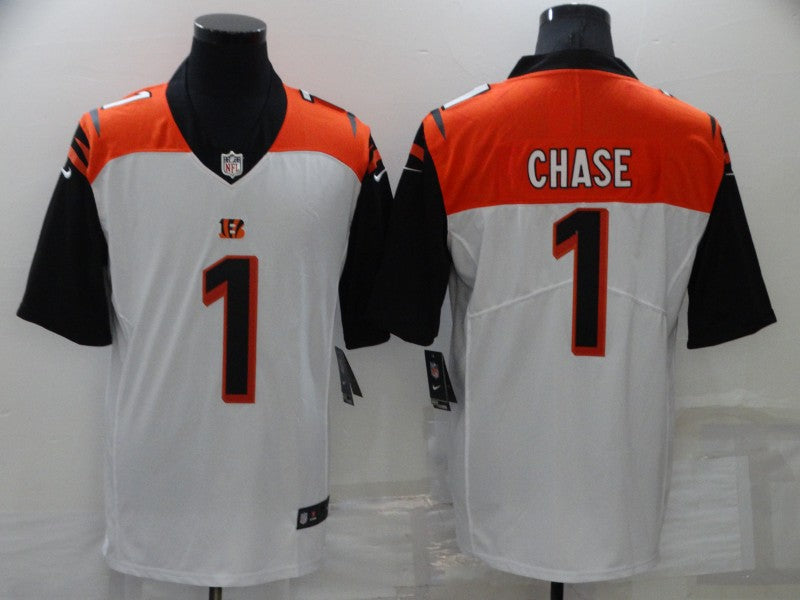 Men's Cincinnati Bengals Ja'Marr Chase #1 Orange/White Game Jerseys