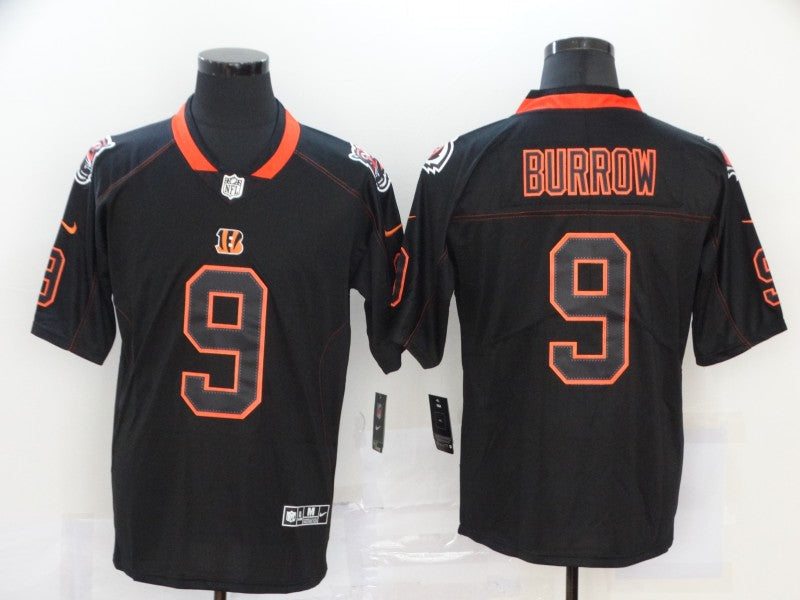 Men's Cincinnati Bengals Joe Burrow #9 Black Team Game Jerseys