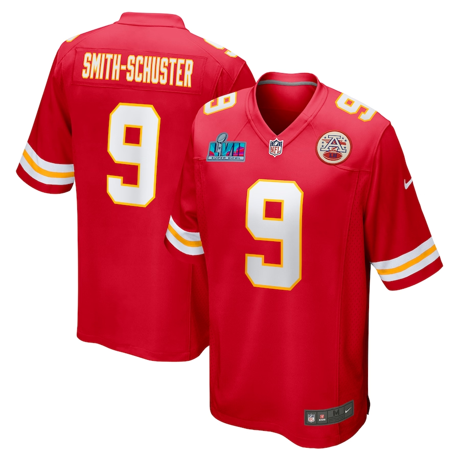 Men's Kansas City Chiefs JuJu Smith-Schuster #9 Red Super Bowl LVII Patch Game Jerseys