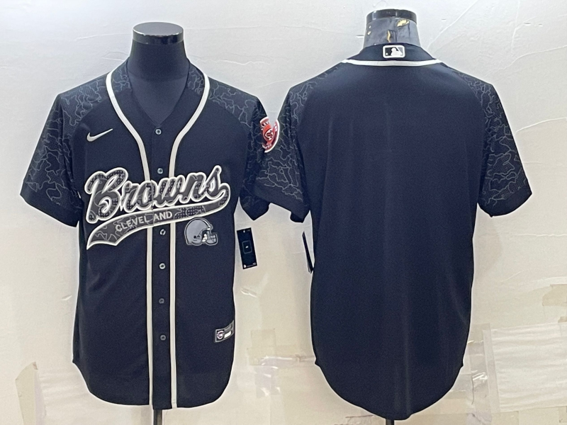 Men's Cleveland Browns Black RFLCTV Limited Blank Jerseys