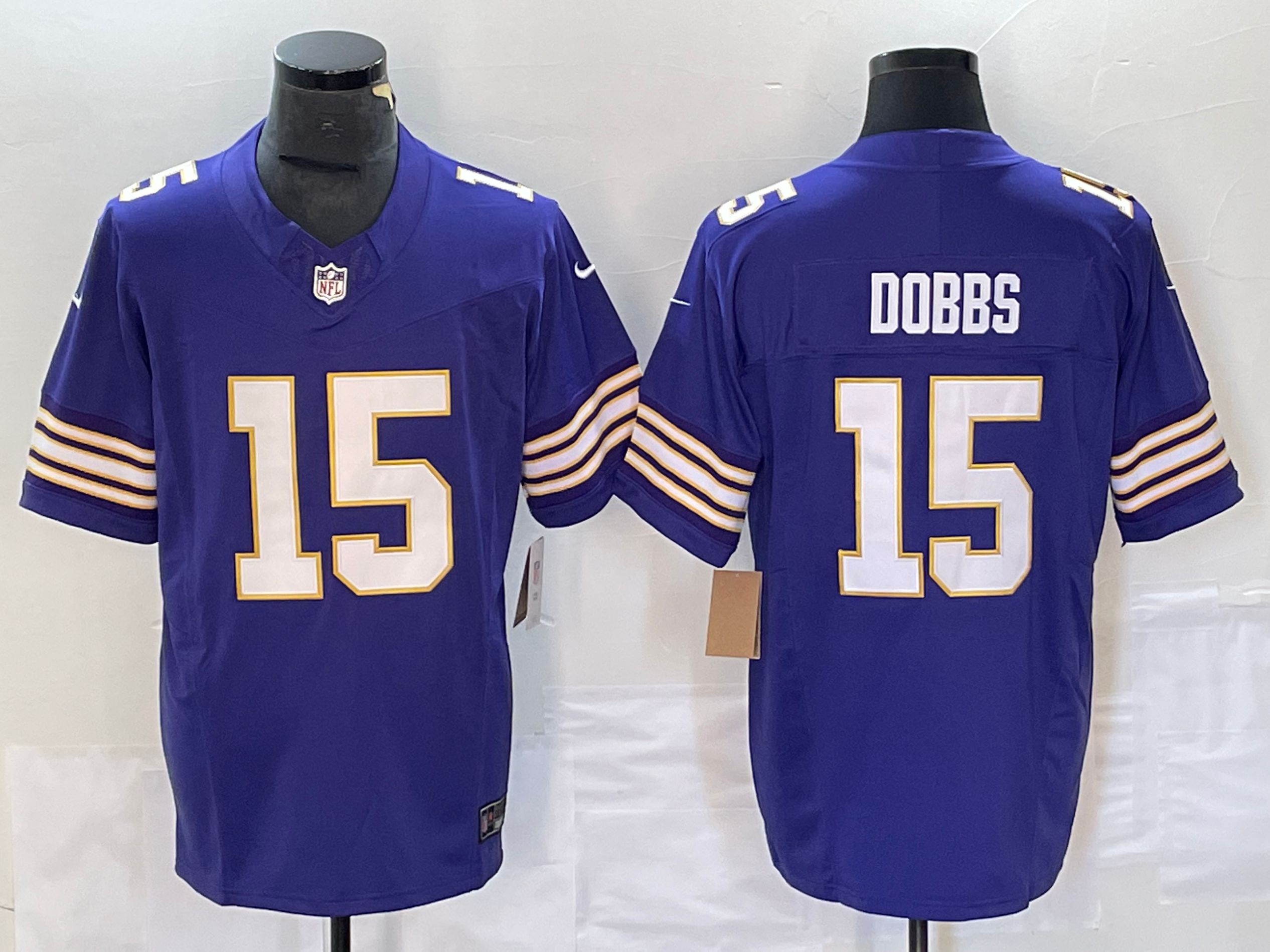 Men's Minnesota Vikings Joshua Dobbs #15 Purple Classic Player Game Jerseys