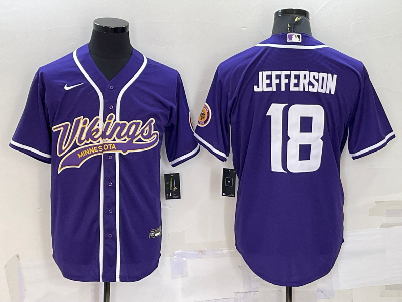 Men's Minnesota Vikings Justin Jefferson #18 Purple Game Jerseys Joint Edition